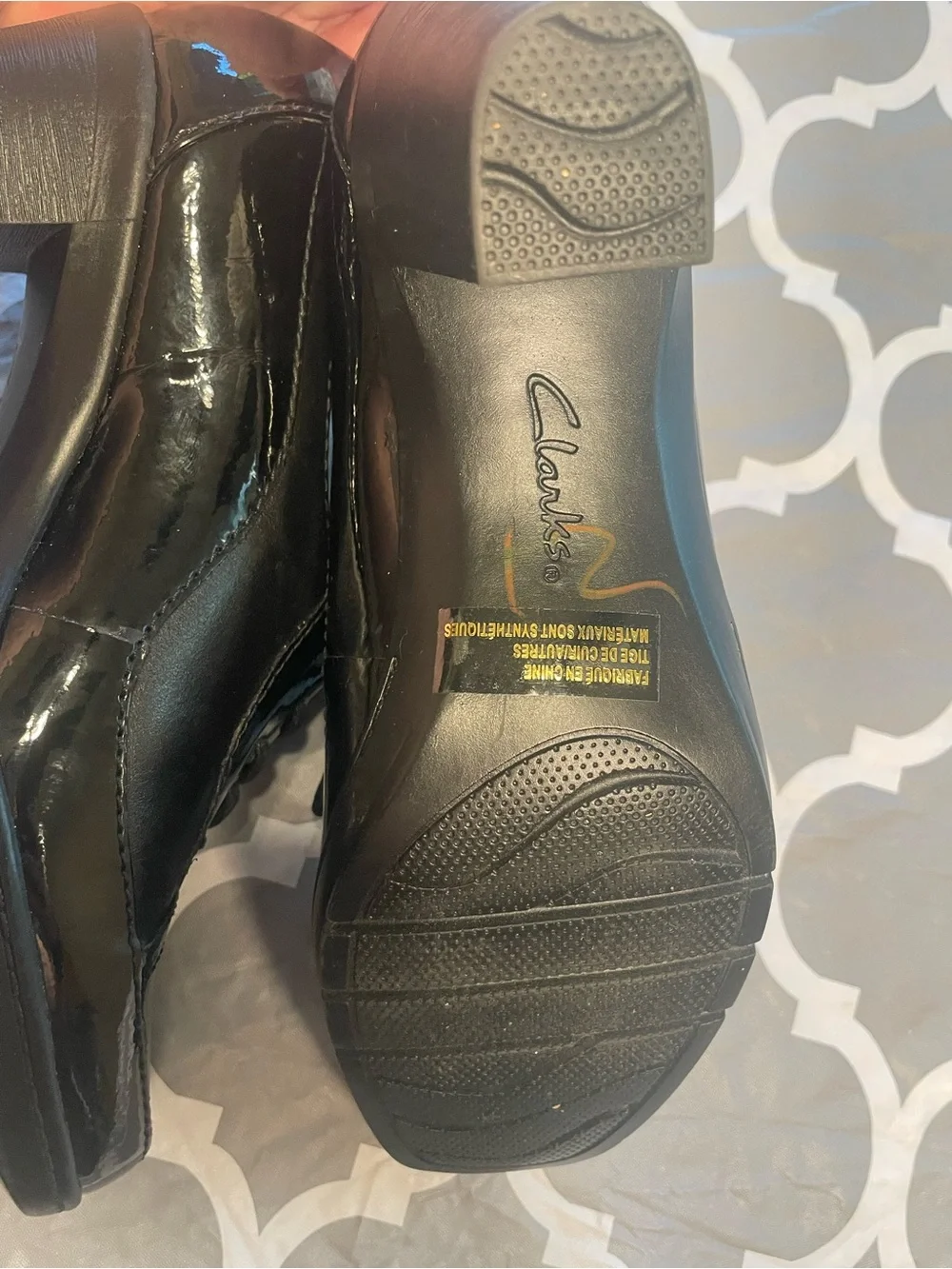 Clarks Bendables Honest Lace-Up Patent Leather Oxford Heels icon goth witchy 6.5